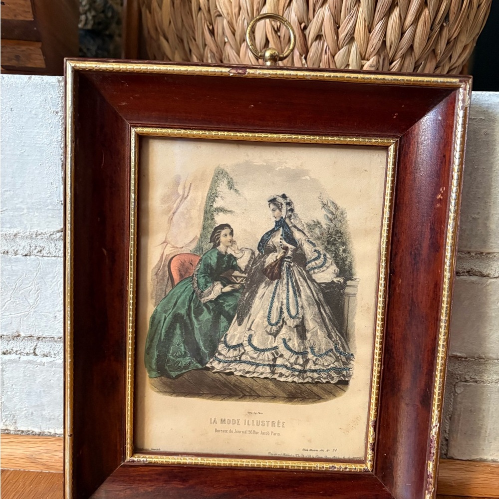 VINTAGE La Mode Illustree 1862 No 54 Paris Ladies Women's Fashion Printed Art